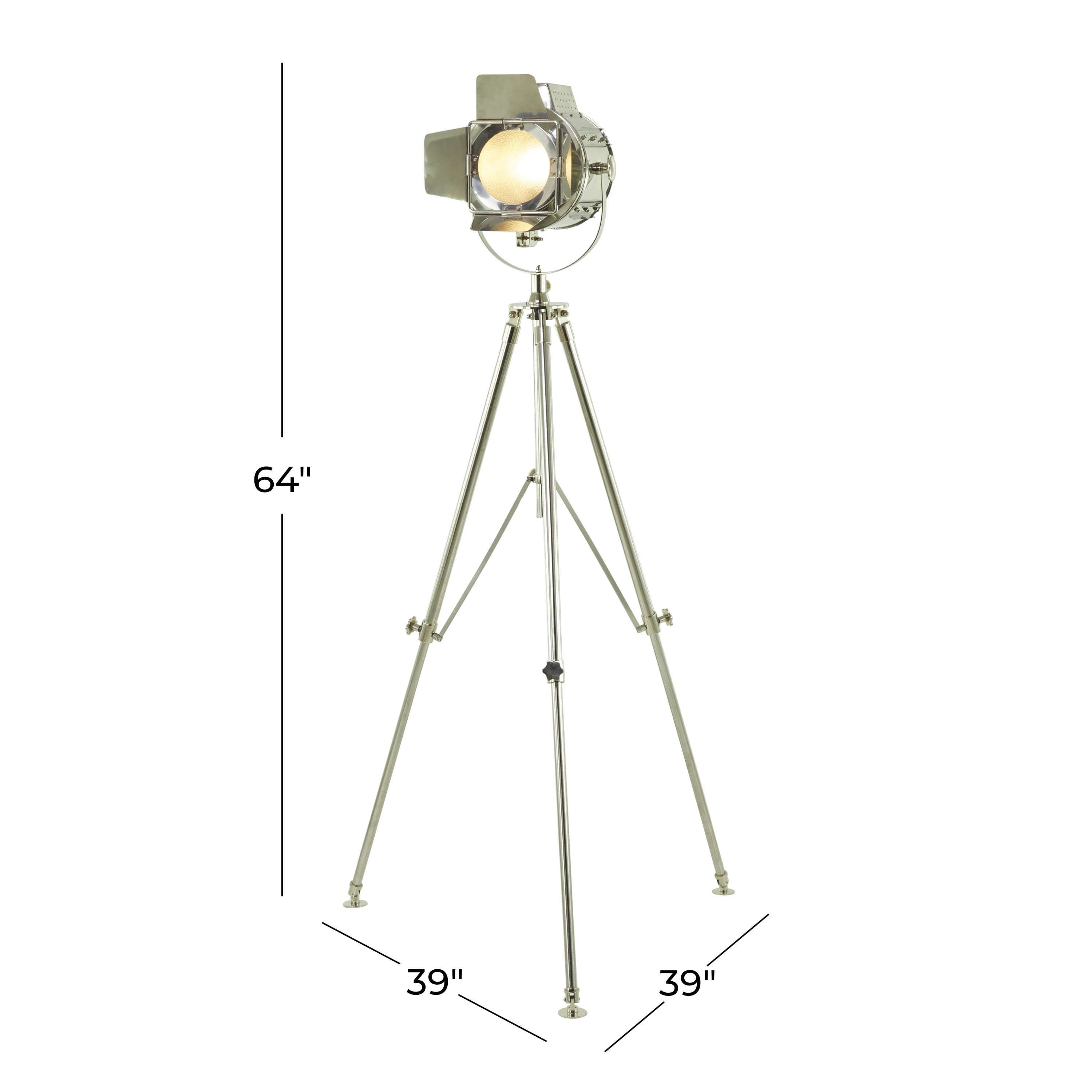DecMode 64" Silver Floor Lamp with Silver Metal Shade