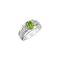 thumbnail image 3 of RYLOS Men's Rings Sterling Silver Rings Classic Designer Style 8X6MM Oval Gemstone & Diamond Ring Peridot Birthstone Rings For Men Size 13, 3 of 7