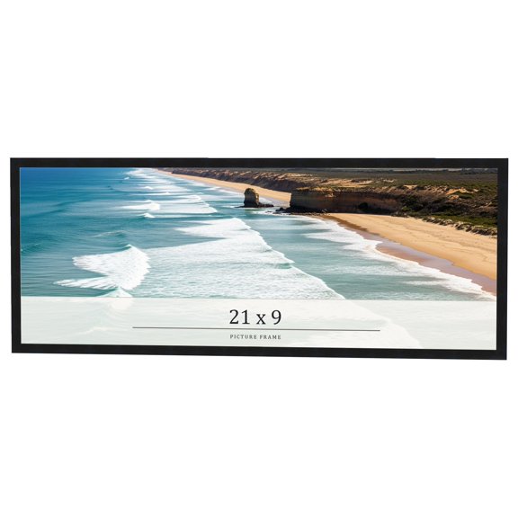 21x9 Frame Black Real Wood Picture Frame Width 0.75 inches | Interior Frame Depth 0.5 inches | Noir