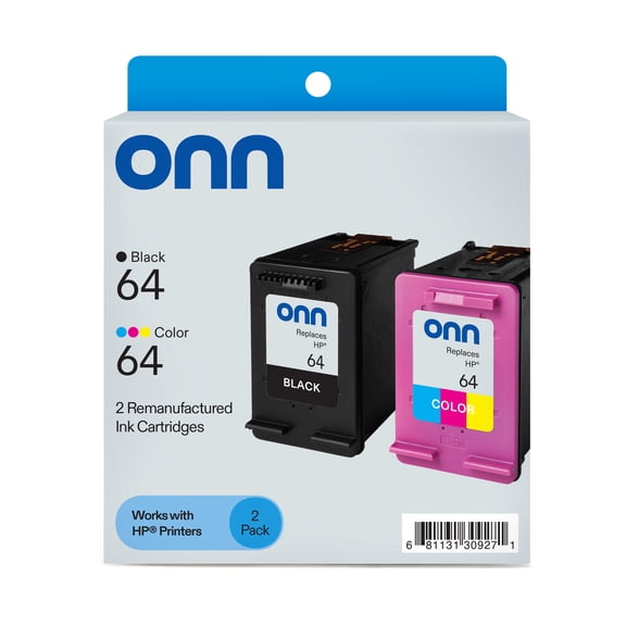 ONN INHPCL100014173 HP 64 Black and 64 Tri-Color Ink, 2 Cartridges
