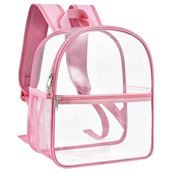 Stadium Approved Clear Backpack – 12x12x6 Inch Transparent Bag with Reinforced Straps – Small PVC Tote for Concerts, Sports, School & Work (White, Plastic)