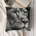 thumbnail image 3 of PIKWEEK  Savannah Pillow Sham, Huge Lion Head with Fure Mane Against Dark Background Monochromic, Decorative Standard Size Printed Pillowcase,18*18inch, 3 of 5