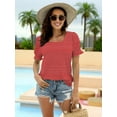 thumbnail image 4 of Womens Square Neck T Shirts Ruffle Trim Sleeve Casual Fashion Summer Tops, 4 of 5