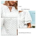 thumbnail image 5 of Women V Neck Top Ruffled Sleeves Hollow Out Lace Stitching Loose Type Casual T Shirt for Summer White M, 5 of 6
