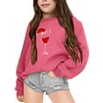 thumbnail image 4 of Otqutp 1-12 Years Girls Fall and Winter Christmas Print Casual Round Neck Long Sleeve Sweatshirt Crewneck Long Sleeve Pullover Tops Girls Striped Sweatshirts(Hot Pink,5-6 Years), 4 of 4