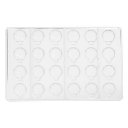 Greyas CM 3908 Louis Amado Clear Polycarbonate Chocolate Mold Candy Mould with 24 Faceted Christmas-Tree-Bauble Cavities, Each 32mm x 27.5mm x 14mm High