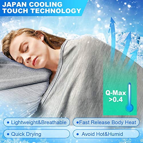 Arc-Chill Pro Double-Side Design Cool Throw Blanket with Japanese Q-Max 0.4 Cooling Fiber Breathable for Night Sweats. 100% Cotton Anti-Static Oeko-TEX Certified LUXEAR Cooling Blanket