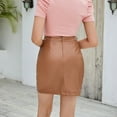 thumbnail image 5 of Fesfesfes Women Skirt Sexy Leather Stretch Casual Half-length Hip Zipper Skirt Plus Size $10, 5 of 8