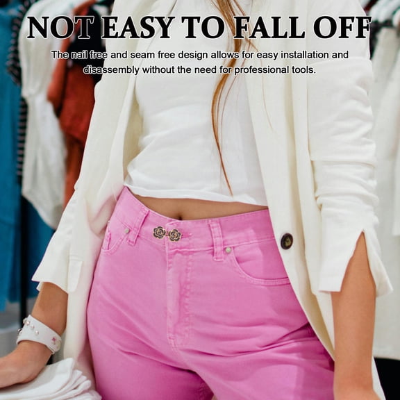 Raindrops 10Pairs Metal Rose Waist Tightener Clips Adjustable Pant Buttons No Tools Detachable Decorative Buckles