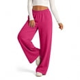 thumbnail image 3 of WULMLEO Womens Sweatpants Solid Wide Leg Elastic Waist Fall Winter Bottoms Trendy Lightweight Pant Stretch Athletic Paloma Pants with Pockets Hot Pink S, 3 of 8