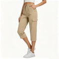 thumbnail image 5 of Noric Women's Summer Casual Cargo Capri Pants High Waisted with Pockets Lightweight Ladies Baggy Cargo Pants for Hiking, 5 of 8