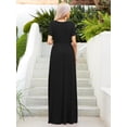 thumbnail image 2 of CALIPESSA Womens Summer Casual Loose Swing Black Floor Long Maxi Dress With Pocket, 2 of 5