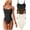 Black,coffee,beige, variant on Women's 3 Piece Bodysuits Sexy Ribbed Sleeveless Adjustable Spaghetti Strip Tops Shapewear Bodysuits