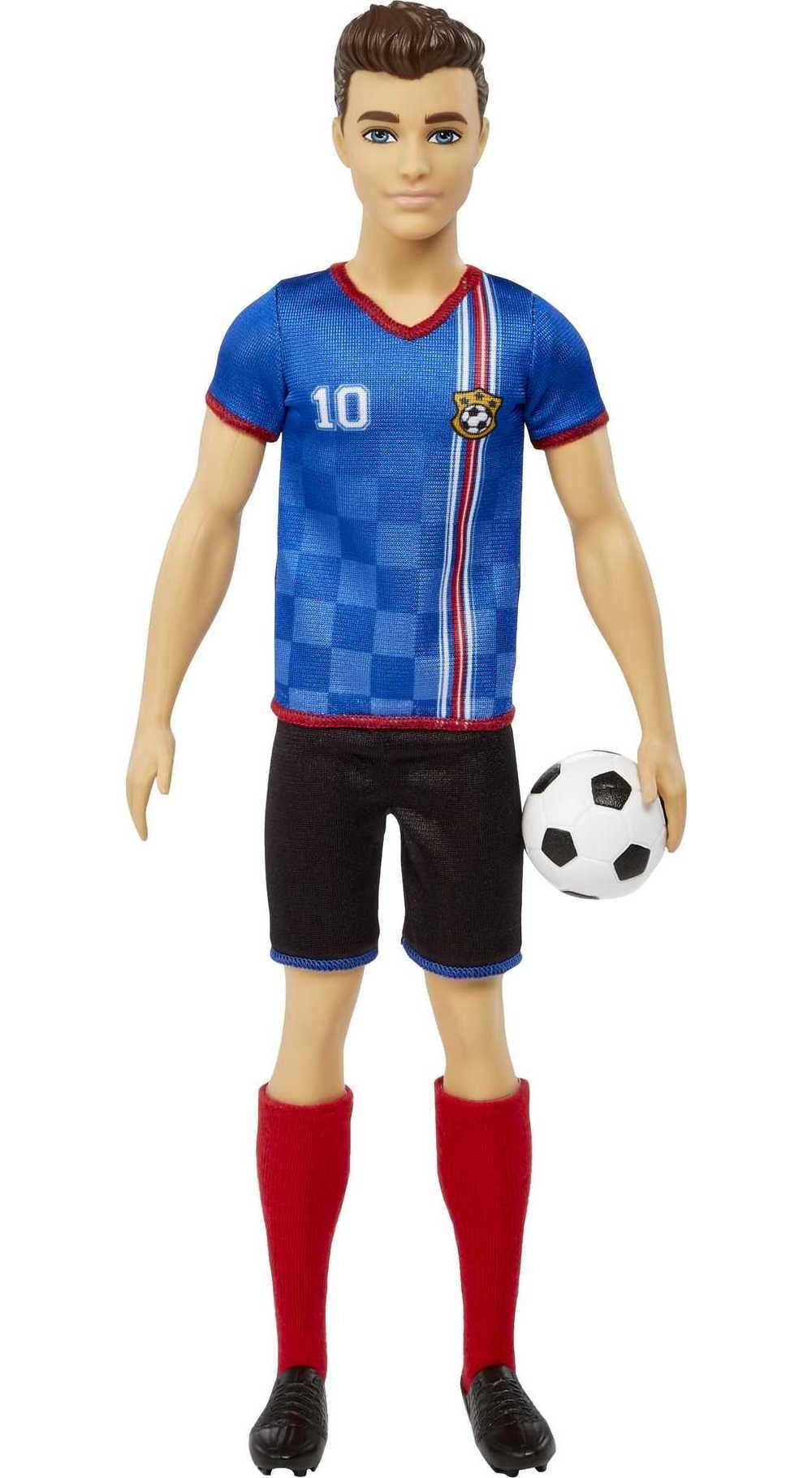 Barbie Ken Soccer Doll, Cropped Hair, #10 Uniform, Soccer Ball, Cleats, Socks, 3 & Up