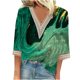 thumbnail image 2 of Fiudx Ofertas Flash Del Día Solo En Línea Blusas de Túnica Básica con Cuello En V y Costuras de Encaje Estampadas con Manga 3/4 para Mujer, 2 of 5
