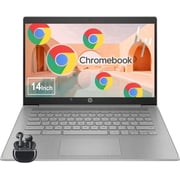 HP Chromebook 14 Laptop Intel Celeron"with Bluetooth head 4GB RAM 64GB eMMC (Optional Upgrade to 8GB 128GB), 14” HD Display, Webcam, Chrome OS, Long Battery Life, WiFi, Great for School, Work & Gifts