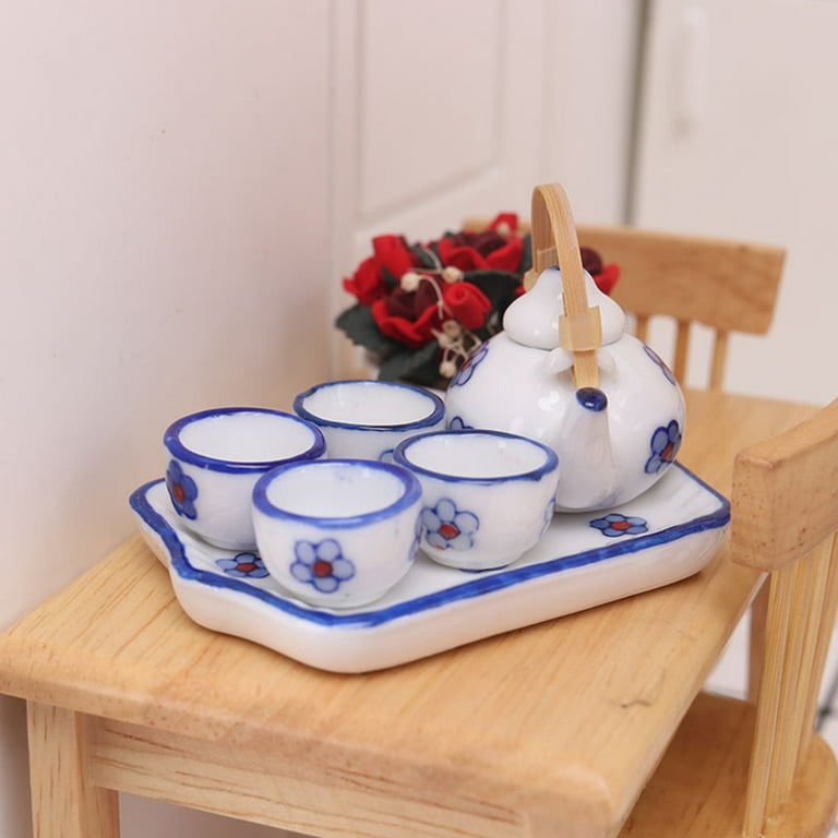 Mini Teapot Sets 1/12 Scale Miniature Dollhouse Tea Sets - Decorative  Ceramics Tea Cup Japanese Style Porcelain Tea Kit Dollhouse Accessories for