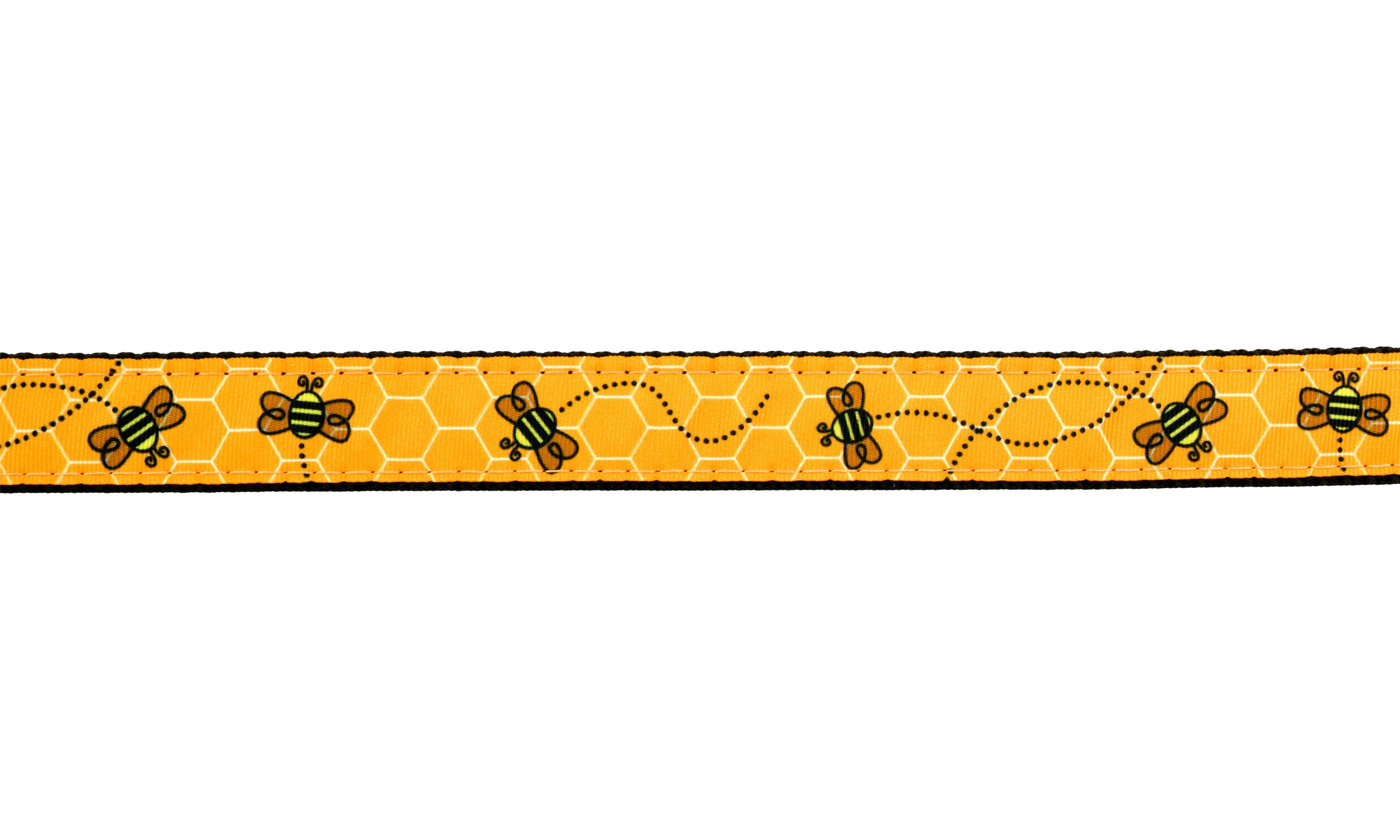 Country Brook Design - Busy Bee Ribbon on Black Nylon Webbing (1 Inch, 20 Yards)
