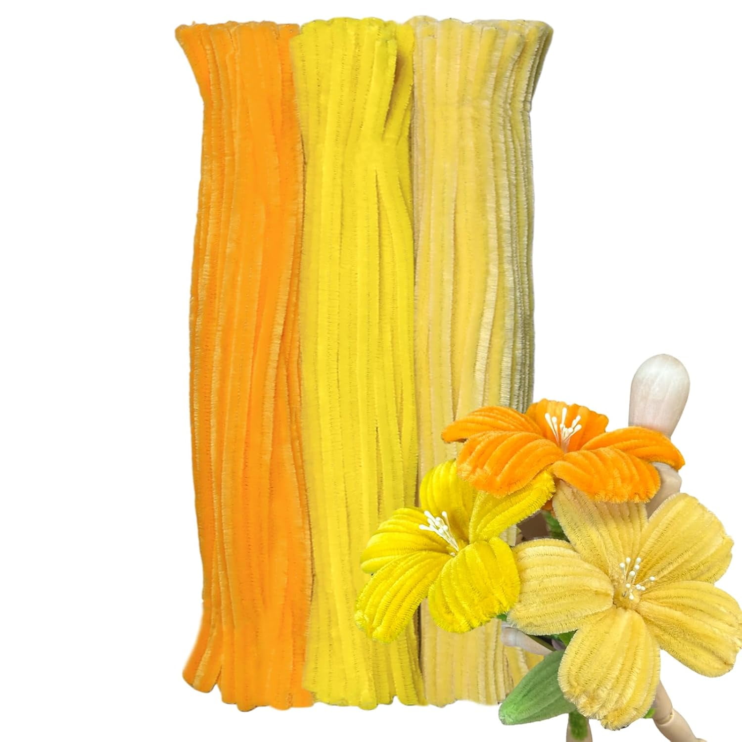 ABCISI 300pcs Pipe Cleaners Bulk -Green Color Trio, Fluffy Craft Pipe Cleaners for Arts & Crafts, Ideal for Making Flowers, Animals & Decorations (12 x 0.26 inches)