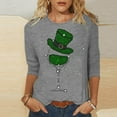 thumbnail image 2 of WREESH Womens St. Patrick's Day Shirt Fashion 3/4 Sleeves Blouses Shamrocks Printed Graphic Tees Crewneck T-Shirt Casual Loose Pullover Tops Gray, 2 of 4