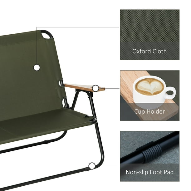 Outsunny Double Folding Chair, Loveseat Camping Chair for 2 Person