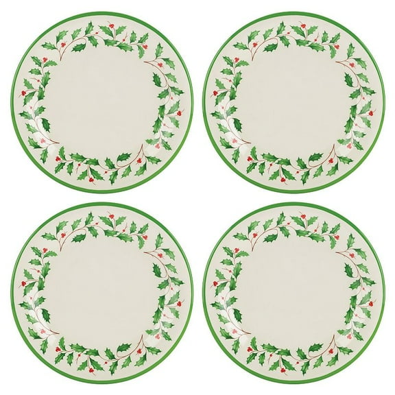 Lenox Holiday 4-piece Melamine Dinner Plate Set, Holly Motif