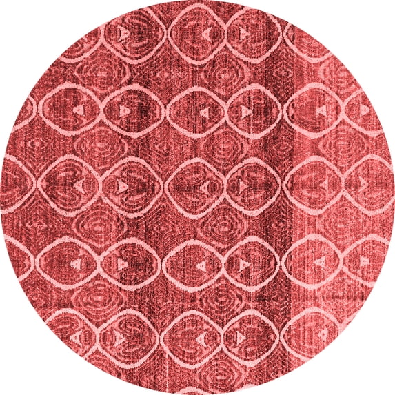 Ahgly Company Indoor Round Abstract Red Modern Area Rugs, 6' Round