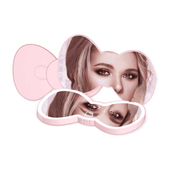 Impressions Vanity Hello Kitty Bow LED Compact Mirror, Travel Makeup Mirror with Auto Shut off