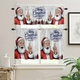 thumbnail image 2 of Christmas Santa Claus Kitchen Curtains and Valances Set, Happy New Year Winter Snowing Grey Rod Pocket Window Valance Window Curtain Panels for Living Room Bedroom Laundry, 27.5x36in, 3 Pieces, 2 of 7