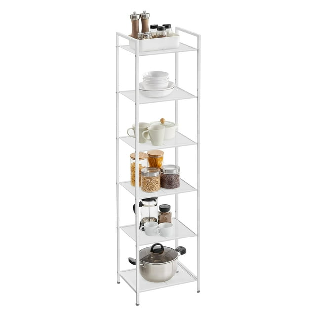 Estante SONGMICS, 6 niveles, extensible, blanco, 38 x 30 x 157 cm