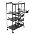 thumbnail image 4 of Backer's Rack Utility Microwave Oven Stand with Storage Shelves Push-Pull Drawers, Modern 4-Tier Wood Metal Kitchen Storage Rack Walnut, 4 of 9