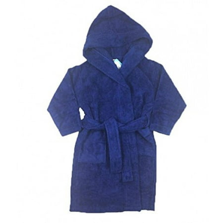 FIT RITE Boys 100% Cotton Velour Hooded Terry Robe Bathrobe Blue (14-16)