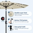 thumbnail image 3 of Garvee 9ft Solar LED Patio Umbrella, 32 Lights, 8 Sturdy Ribs, Crank Lift & Push Button Tilt, Beige, 3 of 7