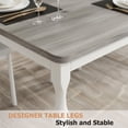 thumbnail image 3 of Rustic Farmhouse Dining Table for 6-8 - 78'' Rectangular Wooden Table - Heavy Duty Metal Legs - Large Water & Mark Resistant Top - Washed Gray & White, 3 of 8