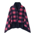 thumbnail image 4 of BWASD Womens Shawl Wraps Casual Open Front Cardigan Double Layer Plush Lined Poncho Cape Plaid Blanket Home Fashion Outdoor Work Outfit, 4 of 4
