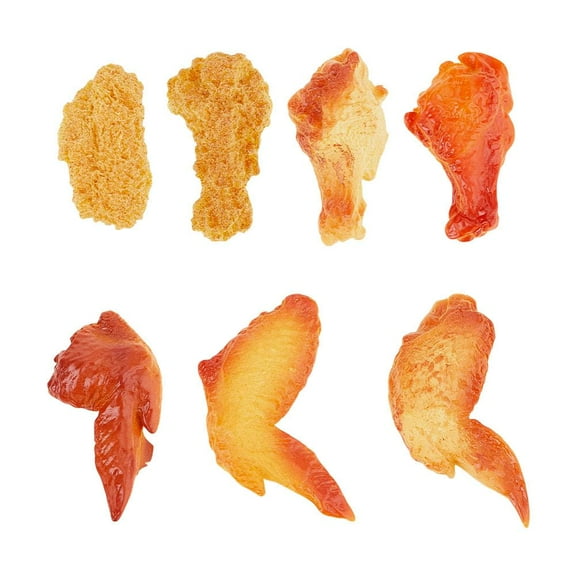 7 Pcs 7 Styles Lifelike Food Props Simulated Chicken Legs Artificial Fried Drumstick for Kitchen Home Party Decoration Food Sample Display Prop