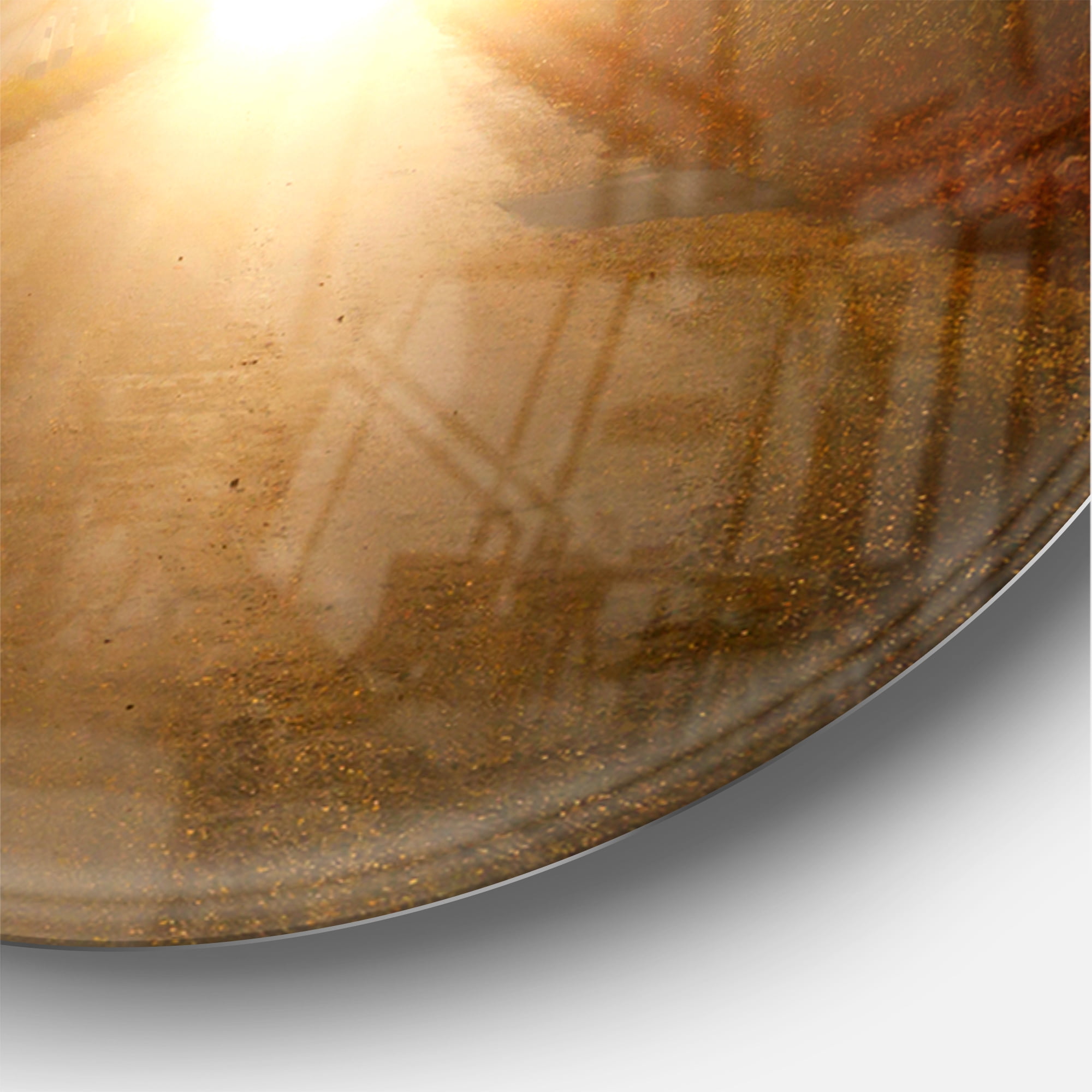 Designart 'Path to Sunlight in Autumn Forest ' Modern wall clock
