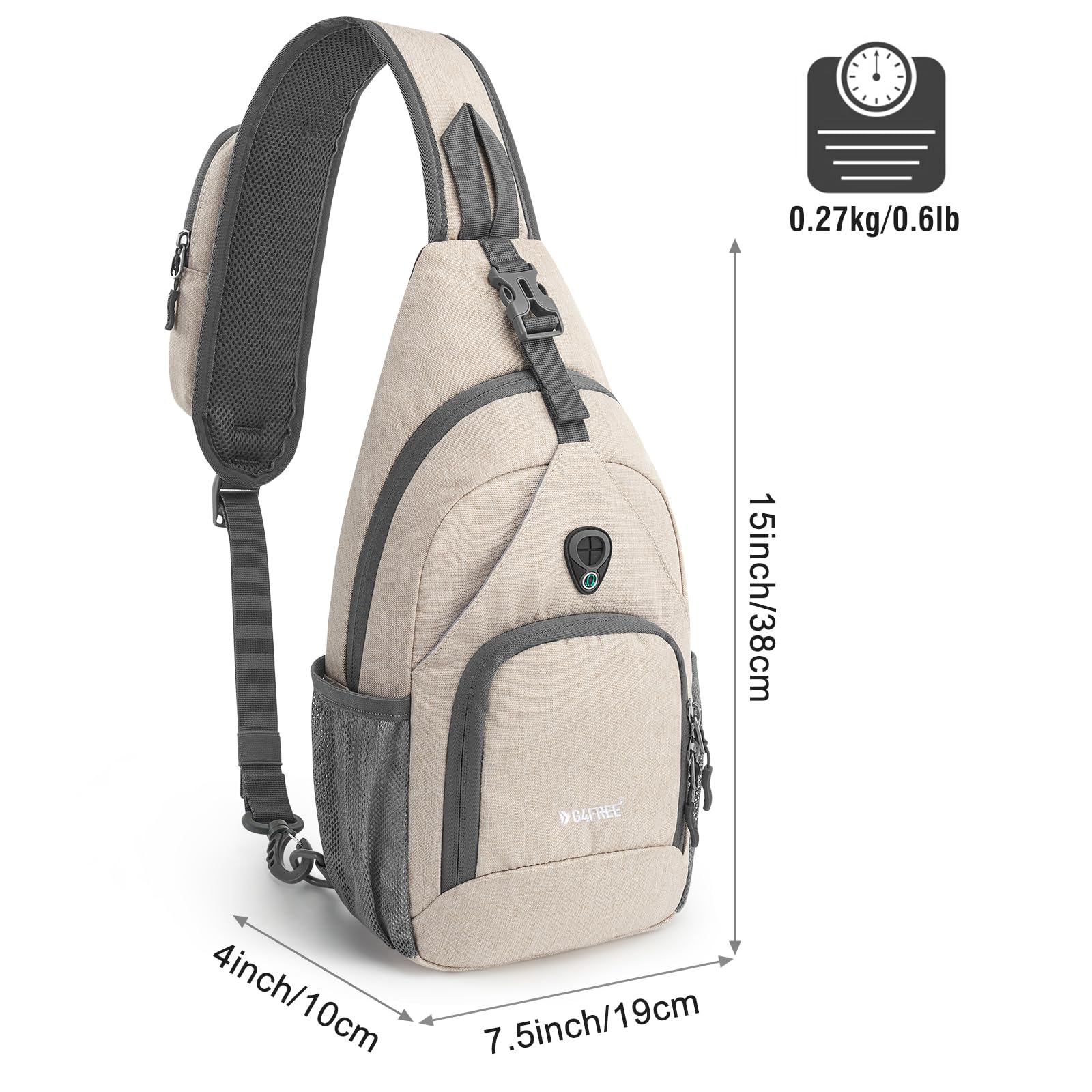 G4Free RFID Sling Bag for Adults, Small Crossbody Chest Shoulder Backpack for Men and Women, Hiking Daypack