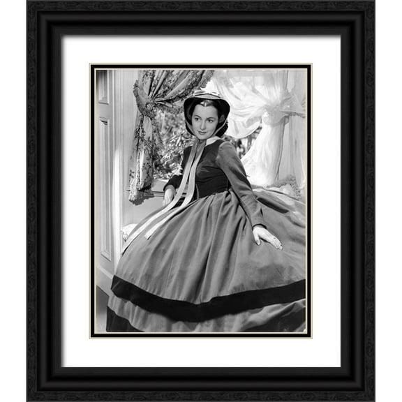 Vintage Hollywood Archive 12x14 Black Ornate Wood Framed with Double Matting Museum Art Print Titled - Olivia de Havilland, Gone with the Wind