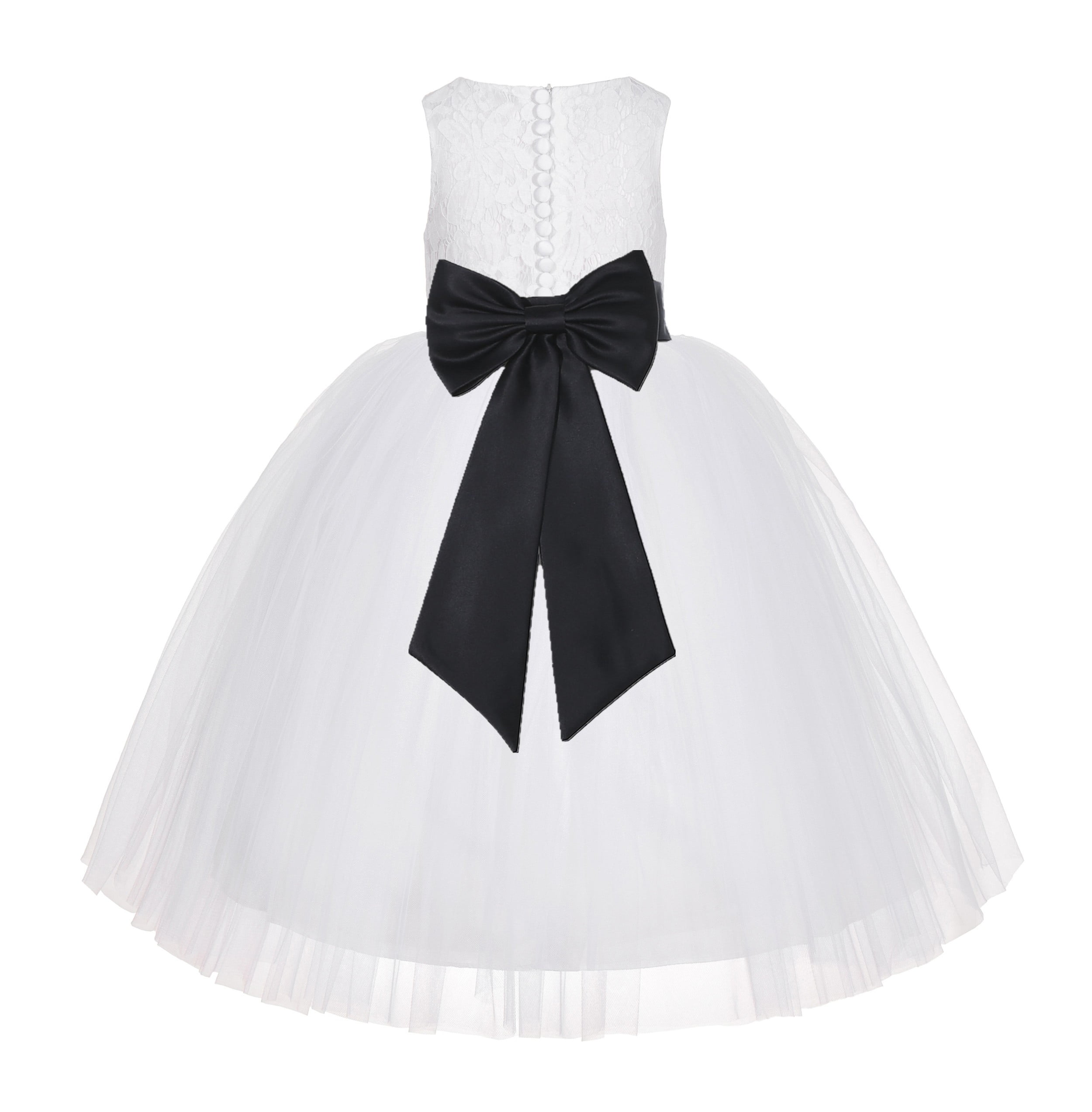 White Floral Lace Flower Girl Dress Special Occasions Wedding Gown LG7