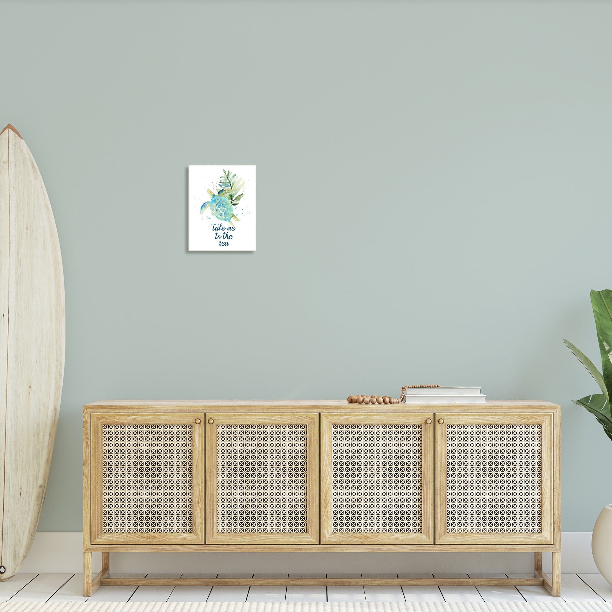 Stupell Industries Take Me to Sea Phrase Abstract Ocean Turtle, 10 x 15,Design by Lanie Loreth