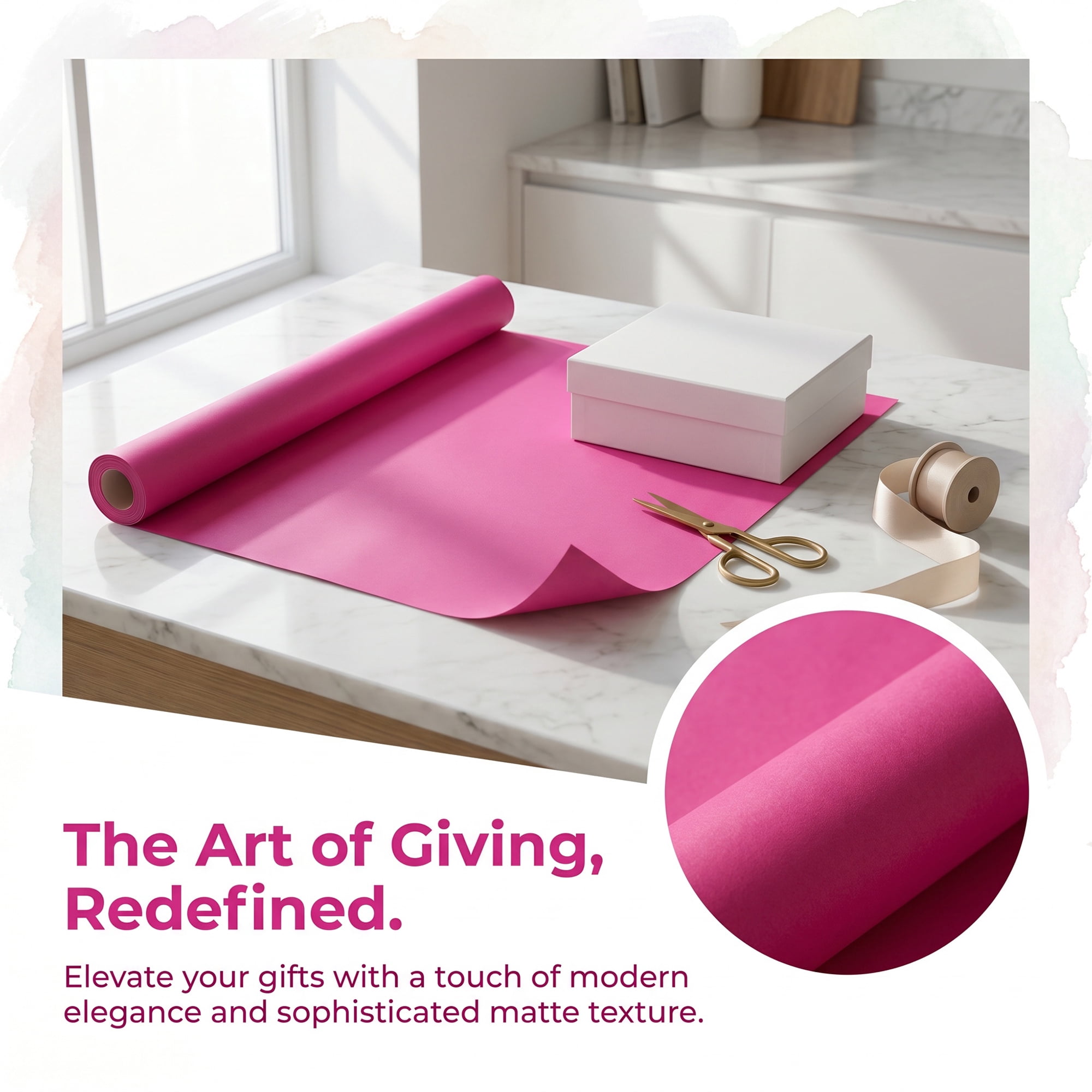 Unique Bargains Gift Wrapping Paper Anti-Tear Giant Matte Sheets Rose Pink 39.4" x 27.6"
