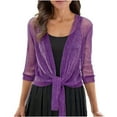 thumbnail image 2 of Neewe Women's Bolero Shrug Long Sleeve Cropped Cardigan Knit Sweaters Open Front Casual Elegant Jacket for Dresses, 2 of 6