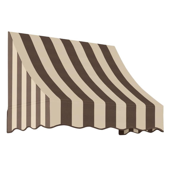 Awntech 3.375 ft Nantucket Fixed Awning Acrylic Fabric, Brown/Tan Stripe