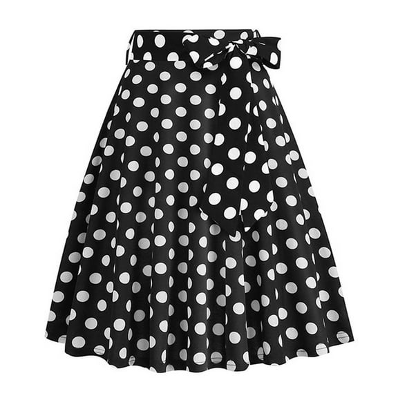 Skirts for Women Skirt Ladies French Casual Fashion Polka Belt Bandage Skirt Elegant Fall/Winter Skirt for Everyday Wear Black XL