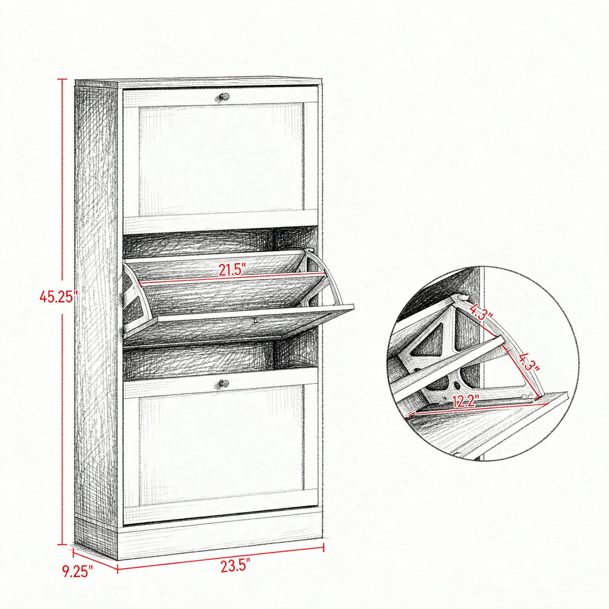 Modern Shoe Storage Cabinet, Entryway Shoe Organizer with 3 Flip Drawers & Adjustable Shelves, Space-Saving Shoe Rack Holds 12-18 Pairs, Hallway & Foyer, Green