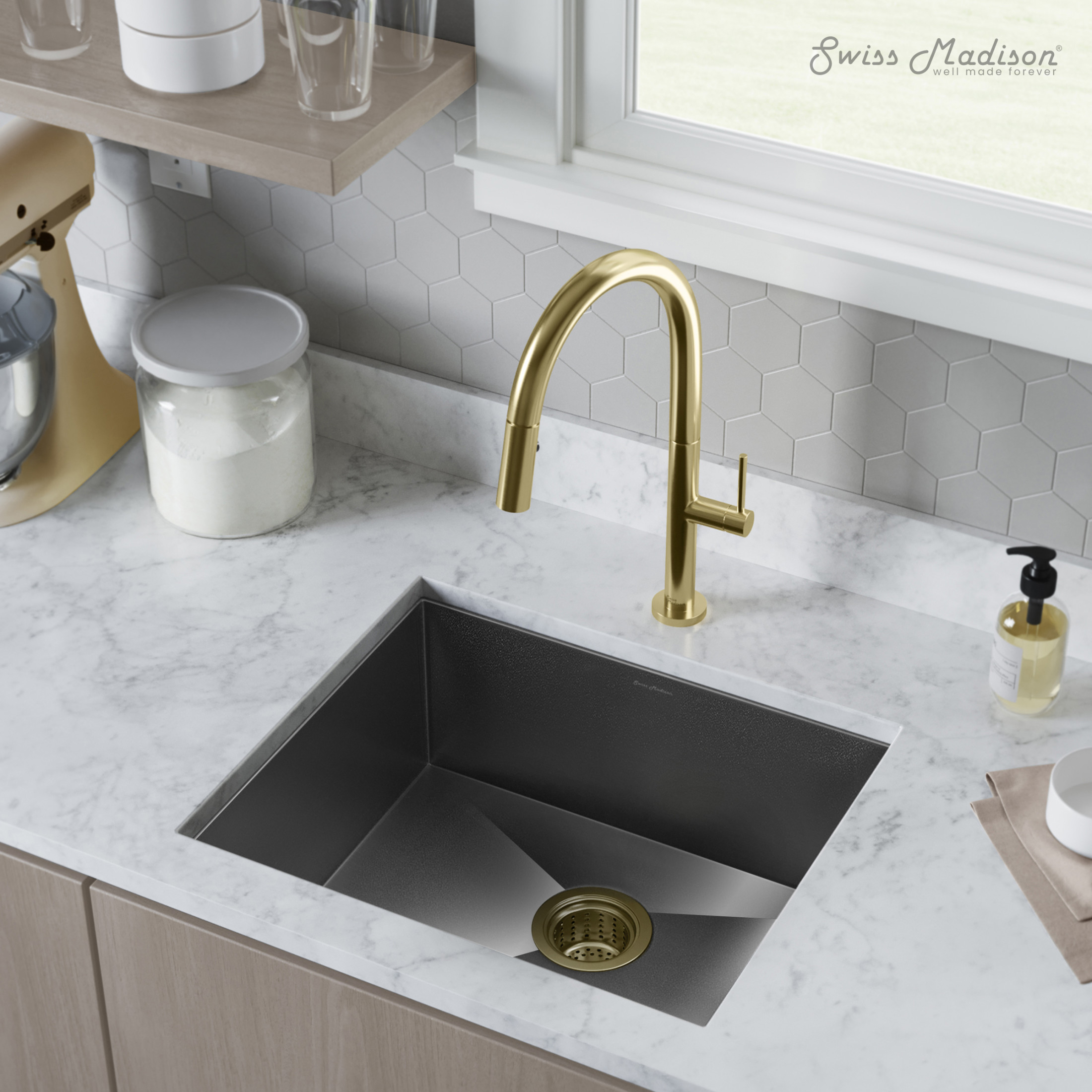 Tourner 21 x 18 Stainless Steel, Single Basin, Undermount Kitchen Sink,Black