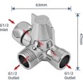 thumbnail image 2 of 3-Way Shower Diverter Valve - Solid Brass Polished Chrome for Universal Showers, 2 of 4