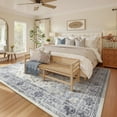 thumbnail image 3 of NewBuros 5'x7' Area Rugs, Machine Washable Non Slip Rugs for Living Room, Low Pile Water Repellent Soft Vintage Print Pattern Bedroom Carpet, Blue & White, 3 of 12
