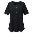 thumbnail image 5 of Exrradully Women's Plus Size Tunic Tops T Shirt Floral Casual Short Sleeve Blouse T-shirt Black, 5 of 9